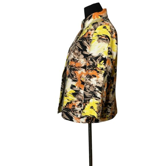 David Brooks vintage orange yellow print silk blazer jacket size Medium - Picture 11 of 16